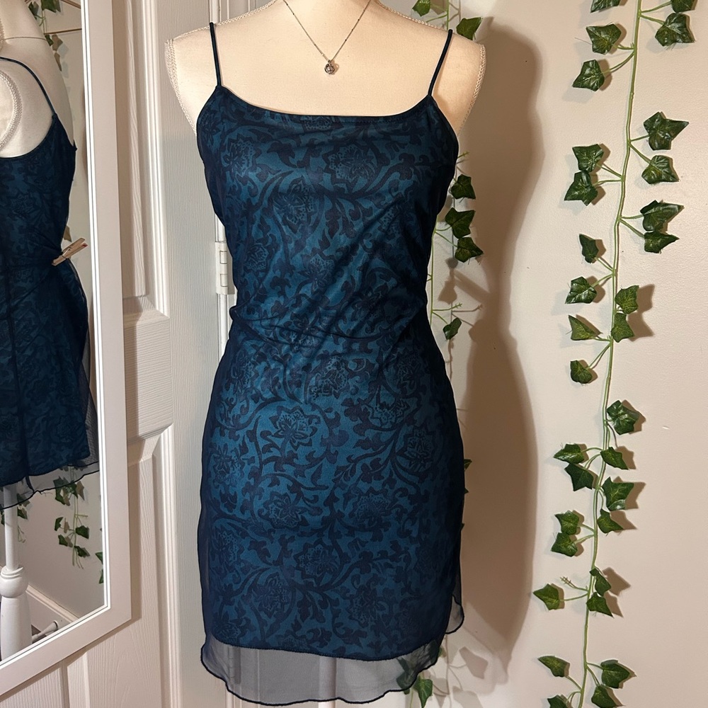 Stepping’ Out Teal Strappy Layered Dress